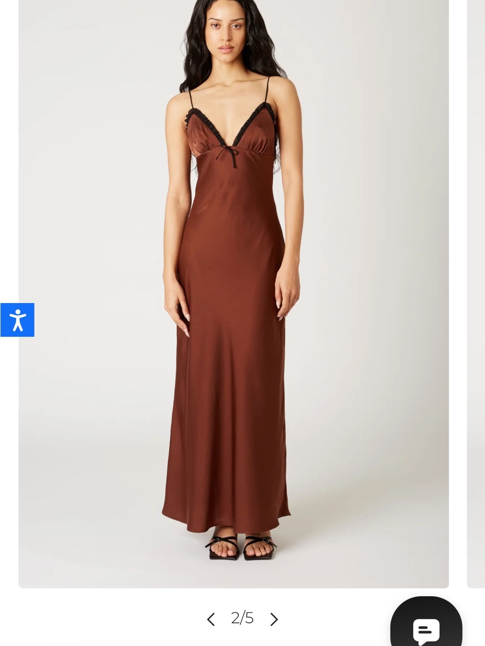 Satin Slip Maxi Dress with Lace Trim